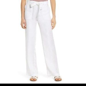 Caslon Tie Belt Linen Pant White Medium NWT